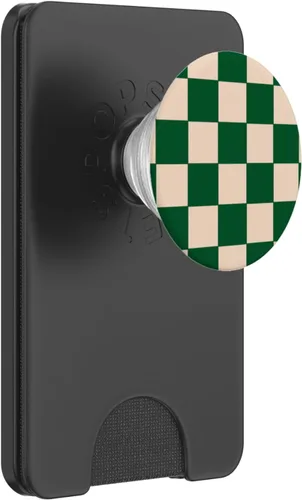 Vista 8 de PopSockets PopGrip intercambiables de tablero de ajedrez verde crema blanco