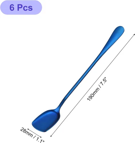 Vista 2 de uxcell Juego de 6 cucharas de helado de acero inoxidable, cucharas de yogur de 7.5 pulgadas, cucharas de postre, cucharas de pastel para el hogar
