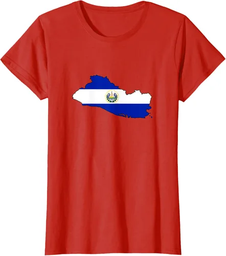 Vista 24 de Camiseta de El Salvador Country Outline on Flag