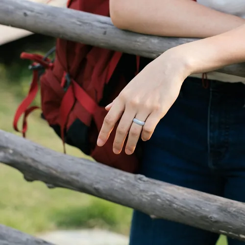 Vista 5 de ThunderFit Silicone Wedding Bands for Women, Dome - 5.5mm Wide - 2mm Thick Unique Anniversary Rings