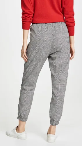 Vista 3 de Cupcakes and Cashmere Pantalón deportivo a cuadros Stella para mujer con detalle de pelado, negro, talla M, Negro