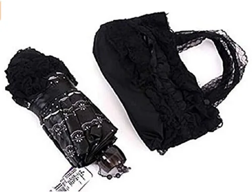 Vista 6 de zmgmsmh Foldable Lace Parasol Travel sun rain Umbrella Compact anti UV Resistance Princess Umbrella Sun Umbrella for Women Girls