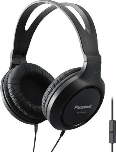Vista 8 de Panasonic Auriculares ligeros con cable sobre la oreja con micrófono, sonido y XBS para extra graves, cable largo, conector de 3.5mm para teléfonos
