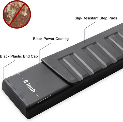 Vista 5 de Estribos de 6 pulgadas compatibles con Ford F250 F350 F450 F550 Superduty Super Cab 1999-2016. Barras Nerf para Ford Side Steps Rock Sliders. Acero