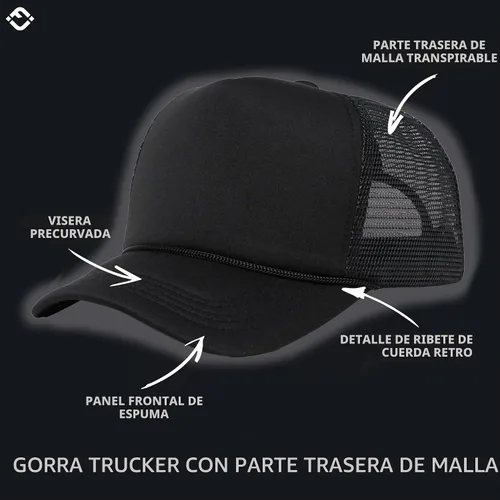 Vista 4 de Funky Junque Sombrero de camionero ligero Snapback de espuma de malla en Negro/Negro