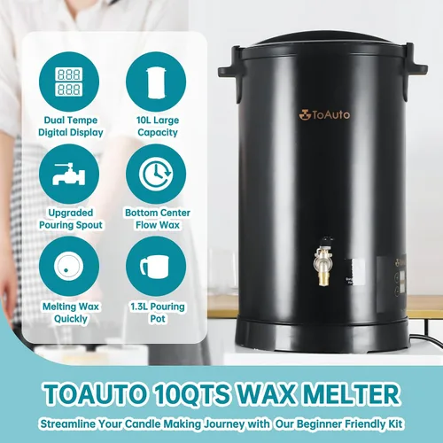 Vista 2 de TOAUTO 20 libras derretidor de cera digital para hacer velas comercial olla de fusión de cera eléctrica con panel de control de temperatura preciso