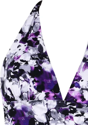 Vista 4 de Hilor - Parte superior de tankini para natación, con cuello profundo en V y halter, drapeado, para mujer