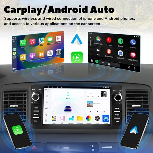 Vista 2 de Estéreo de coche 4+64G para Toyota Corolla E120 2000-2006 con Carplay Android Auto, pantalla táctil QLED de 7 pulgadas Radio Android con cámara