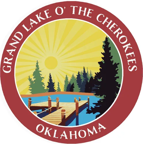 Vista 5 de Lake Dock - Grand Lake O' The Cherokees - Oklahoma - Adhesivo adhesivo para ventana de coche y camión de 3.5 pulgadas