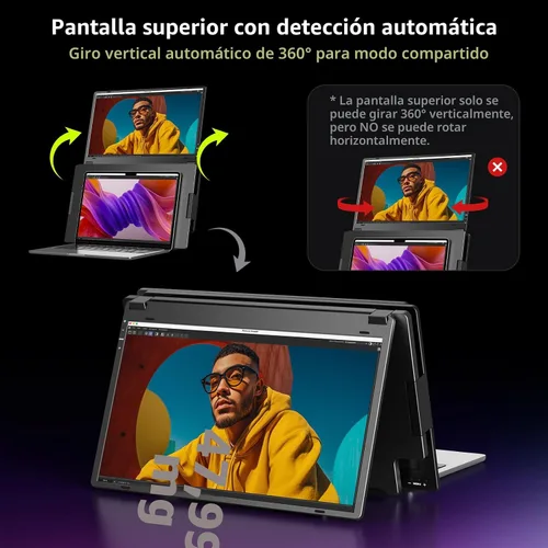 Vista 4 de Extensor de monitor para portátil de triple pantalla, monitor cuádruple FHD 1080P de 15.6 pulgadas, 1 conexión USB-C para 4 pantallas, aleación
