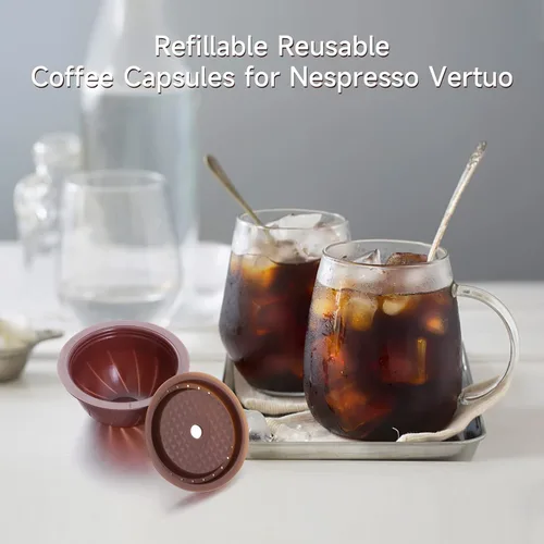 Vista 2 de Tapas de cápsulas de café reutilizables con cápsulas de café Ver-tuo recargables de 5.1 fl oz/7.8 fl oz compatibles con Ver-tuo-line Ver-tuo