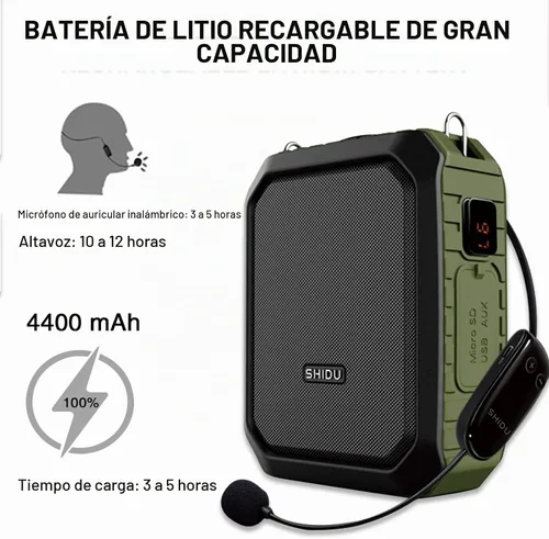 Vista 4 de Amplificador de voz inalámbrico Bluetooth Micrófono para profesor de 18 W, impermeable, amplificador de voz portátil, micrófono recargable