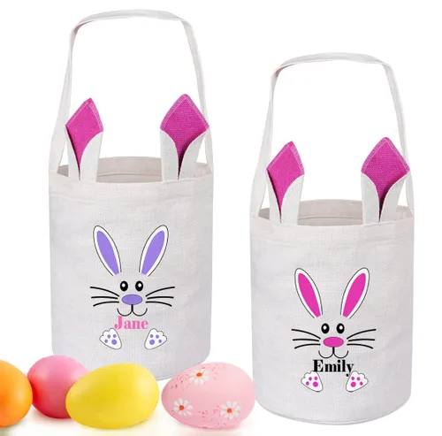 Vista 13 de Paquete de 2 cestas de Pascua personalizadas para niños, cestas de Pascua Touber para niños, cestas de Pascua personalizadas con nombre, regalos