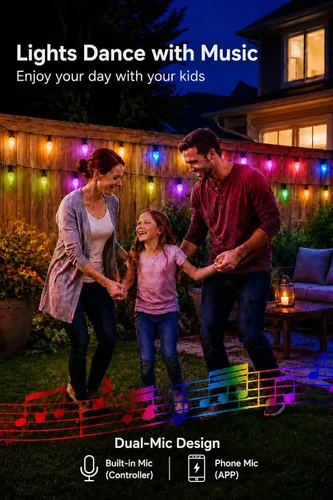 Vista 7 de Luces de Navidad inteligentes RGB C9 para exteriores de 66 pies, luces