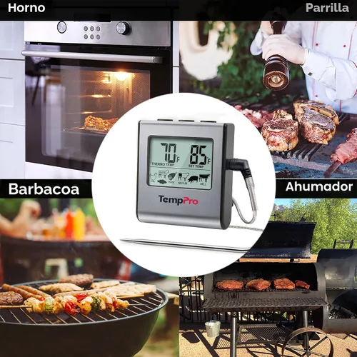Vista 7 de Cocina digital LCD ThermoPro TP16 grande de cocción, comida, carne, termómetro para horno para barbacoa parrilla fumador temporizador de reloj