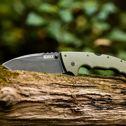 Vista 7 de Cold Steel 5 Max S35VN - Cuchillo de bolsillo plegable táctico plegable con punta de caída de acero de 5 pulgadas con mango ergonómico G10 verde