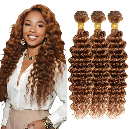 Vista 12 de Color 30 paquetes de cabello humano marrón onda del cuerpo paquetes 8 10 12 pulgadas brasileño virgen Remy extensiones de cabello humano doble trama