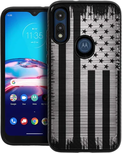 Vista 7 de CasesOnDeck Funda híbrida compatible con Motorola Moto E (2020) / Moto E [Armadura cepillada] Funda protectora delgada contra golpes