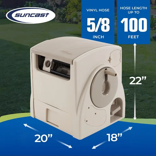 Vista 10 de Carrete de manguera de jardín Suncast PW100 powerwind 100 pies capacidad rebovinado automático