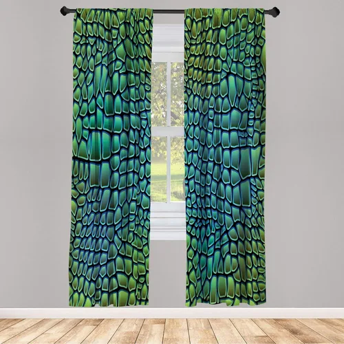 Vista 16 de Ambesonne - Cortinas amarillas para ventana, arte moderno escandinavo de escena de jardín con flores de tulipán y mariposas bailando, juego de 2