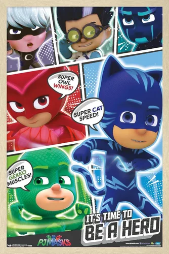 Vista 7 de Trends International PJ Masks - Póster de pared, 14.725 x 22.375 pulgadas, versión enmarcada de madera de granero
