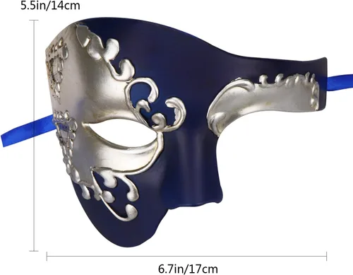 Vista 5 de Máscara de mascarada para parejas, Mardi Gras, máscara de fiesta de Halloween, griega y romana, veneciana para mujeres y hombres, máscara de fiesta