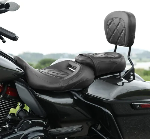 Vista 45 de TCT-MOTORPARTS Driver Rider - Almohadilla de respaldo para Harley Touring 2009-2023 Road King Street Road Electra Glide Ultra Black Stitching
