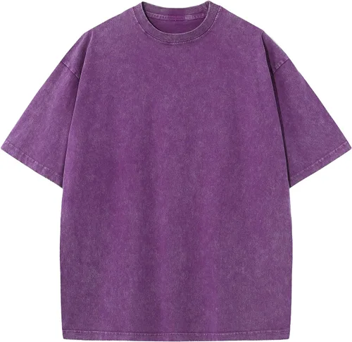 Vista 24 de Camisetas de algodón para hombre, de gran tamaño, unisex, de manga corta, casual, holgada, de lavado, unicolor, básicas A-Negro