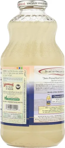 Vista 3 de Lakewood, Jugo de gel de aloe vera orgánico, 32 onzas