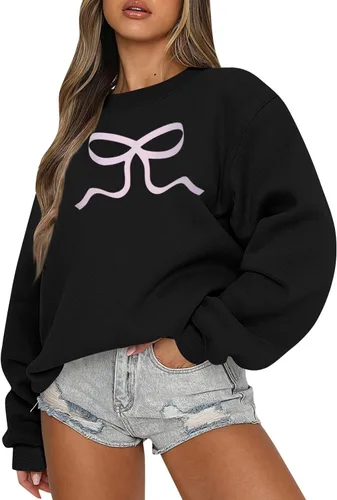 Vista 9 de Sudadera casual de manga larga para mujer, cuello redondo, ajuste holgado, tallas S-3XL