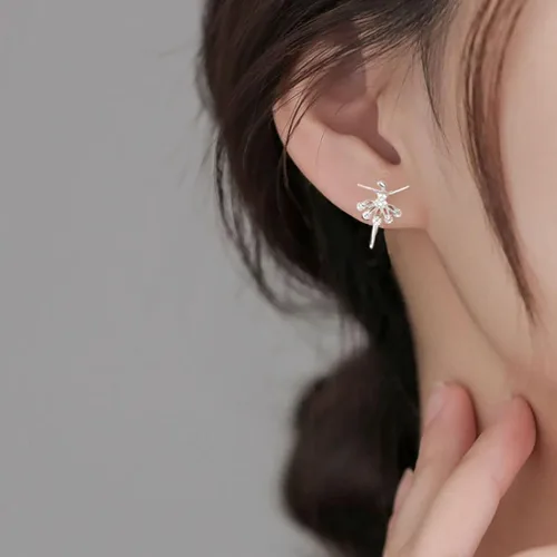 Vista 3 de SLUYNZ Aretes de bailarina de plata de ley 925 para mujer, aretes de ballet, aretes de bailarina de bailarina