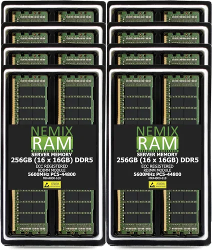 Vista 10 de NEMIX RAM Memoria de servidor registrado RDIMM ECC ECC RDIMM de 16 GB (1X16GB) DDR5 5600 MHz PC5-44800 1Rx8 1.1V CL46 288-PIN ECC RDIMM