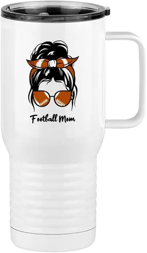 Vista 7 de Just So Posh Vaso de béisbol para mamá, taza de café de viaje con asa y tapa deslizante, color blanco de 20 onzas, color camello polar, acero