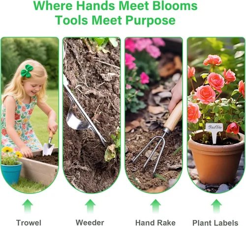 Vista 6 de Juego de herramientas de jardinería, 11 piezas resistentes a prueba de óxido, suministros de jardinería perfectos para mujeres y principiantes