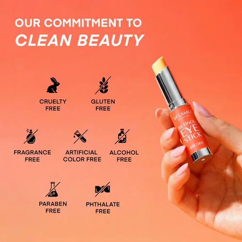 Vista 5 de VELAMO ADVANCED Retinol Eye Stick: bálsamo renovador y reafirmante debajo de los ojos para ojeras, hinchazón, líneas finas y arrugas, esenciales