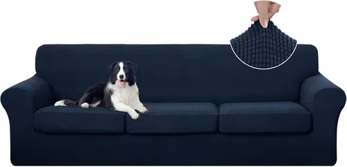 Vista 55 de U-NICE HOME Funda elástica para sofá de 3 piezas, funda de sofá lavable con cojín de asiento individual para sofá de 2 cojines, apta para mascotas