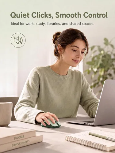 Vista 4 de RAPIQUE Ratón inalámbrico Bluetooth, Bluetooth dual y receptor USB 2.4G, clics silenciosos, mouse ergonómico de 6 botones para mano derecha, DPI
