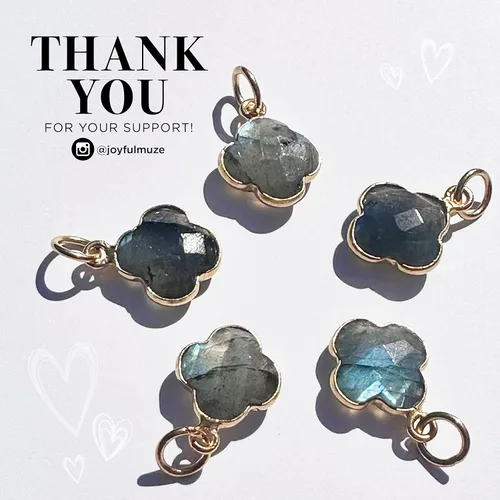 Vista 54 de Genuine Gemstone Necklace, Carved Four Leaf Clover Shape, Amethyst, Moonstone, Amazonite, Tourmaline, Labradorite, 925 Sterling Silver Jewelry