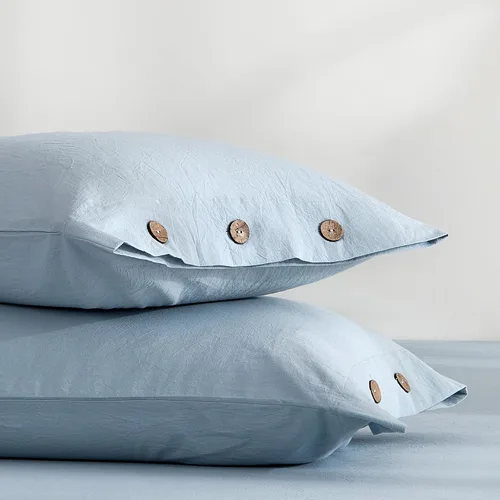 Vista 32 de JELLYMONI Fundas de almohada 100% algodón lavado, estándar, cierre de botón Naranja ámbar
