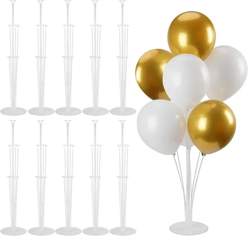 Vista 9 de Kit de soporte para globos, 4 juegos de soporte de arco de globos con base y palos para globos para mesa de Navidad, graduación, boda, cumpleaños