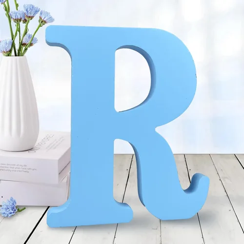 Vista 21 de AOCEAN - Letras de madera azul de 6 pulgadas, letras de madera sin terminar para decoración de pared, letras decorativas en pie, cortes de letras