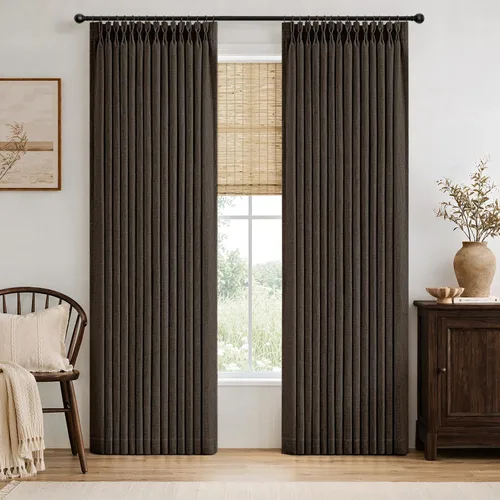 Vista 35 de MIULEE Cortinas de lino gruesas con pinzas plegadas de 96 pulgadas de largo, 2 paneles para sala de estar y dormitorio, cortinas de ventana Natural