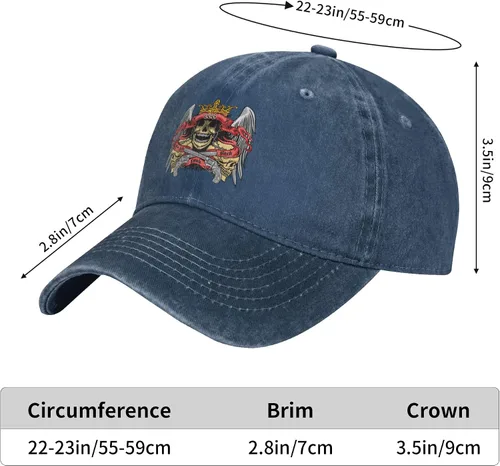 Vista 8 de Sombrero de vaquero de moda para hombre y mujer, ajustable para cuatro estaciones, gorra de béisbol del infierno con ángel, azul marino, Azul marino