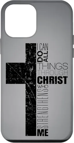 Vista 15 de iPhone XS Max Negro Cristiano Cruz Religiosa Biblia Verso Filipenses 4 13 Caso
