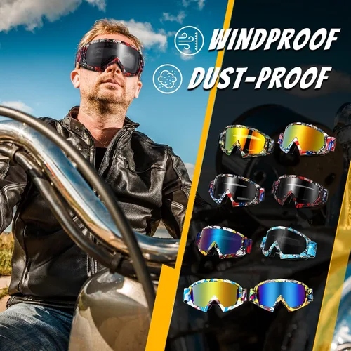 Vista 4 de Dunzy Gafas de motocross para motocicleta, ATV, motocross, para adultos, hombres y mujeres