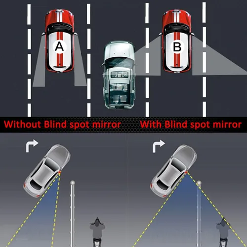 Vista 5 de Ampper Espejo de punto ciego, carcasa de ABS de vidrio HD, convexo, gran angular, retrovisor, espejo para automóvil, SUV y camión