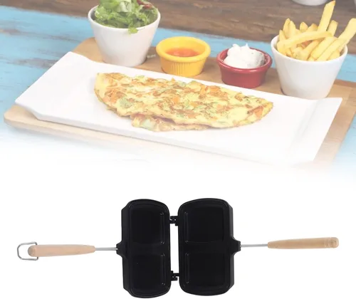 Vista 3 de Sartén negra de doble cara, sartén antiadherente con asas extraíbles, tostadora de sándwich ajustable para panqueques, tortillas, tostadas