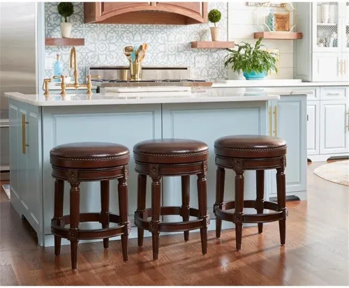 Vista 6 de New Ridge Home Goods Chapman Taburete giratorio de 26 pulgadas de altura de mostrador sin respaldo en nogal