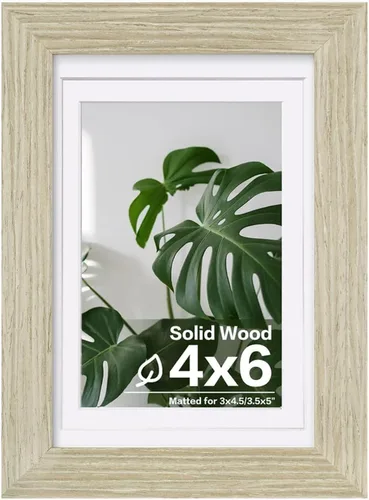 Vista 173 de Egofine - Portarretratos de 4 x 6 pulgadas, de madera maciza con plexiglás, para fotos de 3.5 x 5 con paspartú o de 4 x 6 sin paspartú, para colocar
