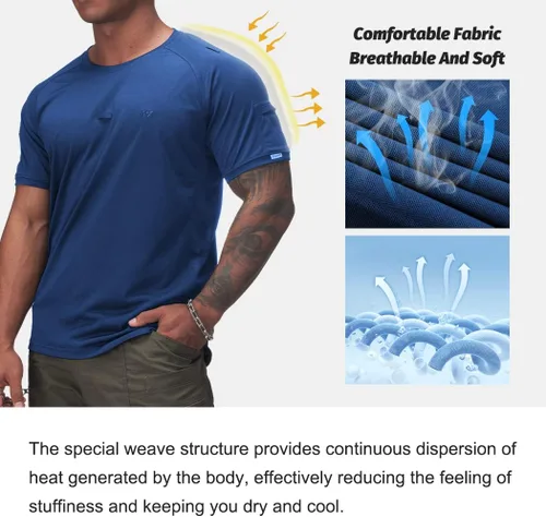 Vista 6 de IDOGEAR Camisas tácticas de cuello redondo para hombre, camiseta atlética de manga corta, camisetas deportivas para exteriores